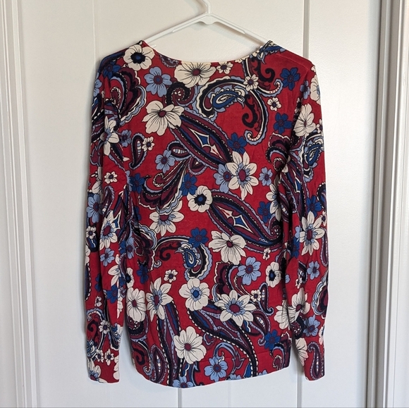 Talbot's 100% Merino Wool Light Sweater - Red and Blue sz L - Picture 4 of 6